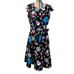 Dress Tells Santa Print Retro Style Dress 0603
